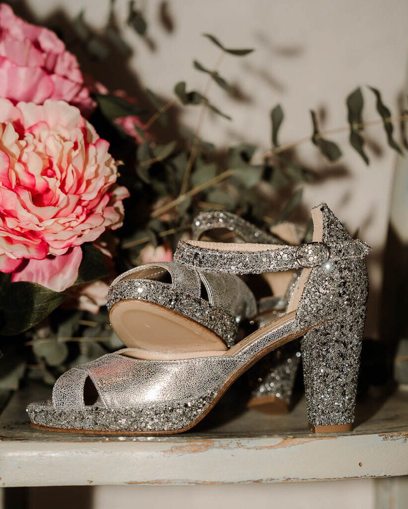 Dessine Moi Un Soulier Salomé Plateforme Irisé Glitter Argent salomés