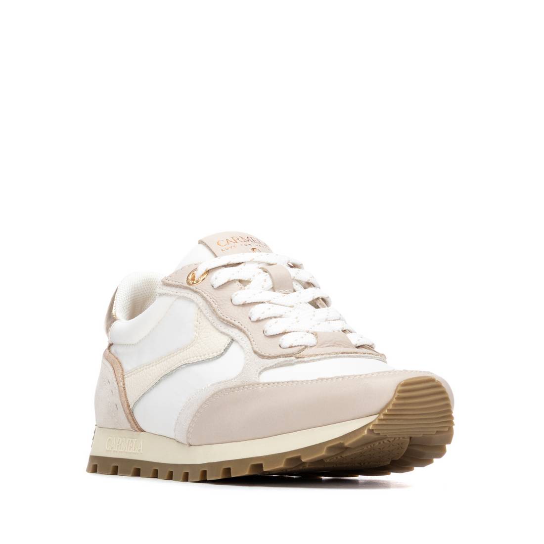 Carmela 16311401 baskets femme beige cuir à lacets