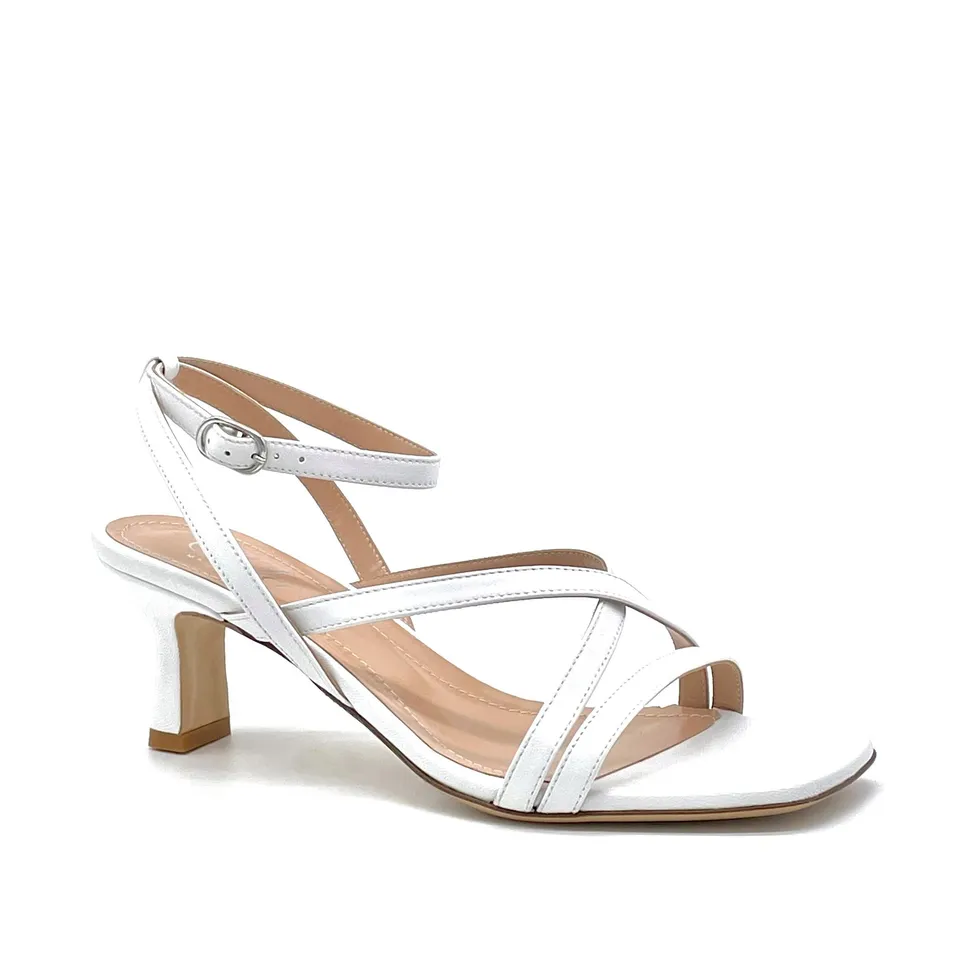 Elata Aestas 11148B sandale cuir blanc bride cheville 5,5 cm