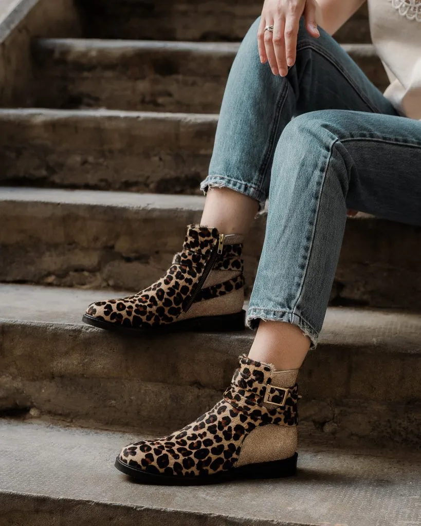 Dessine Moi Un Soulier Carla boots léopard doré