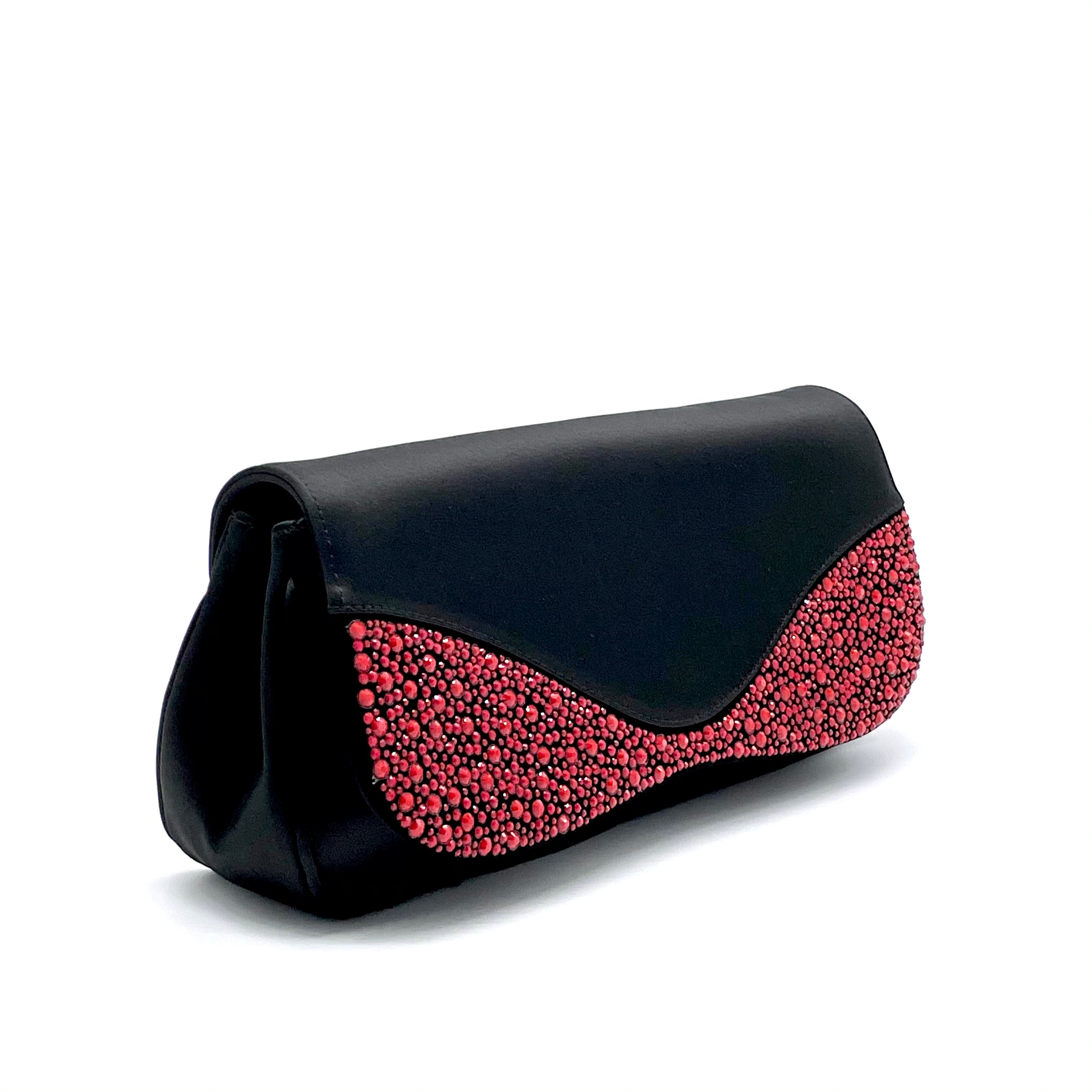 ELATA E760 sac soie noire strass corail 27 cm