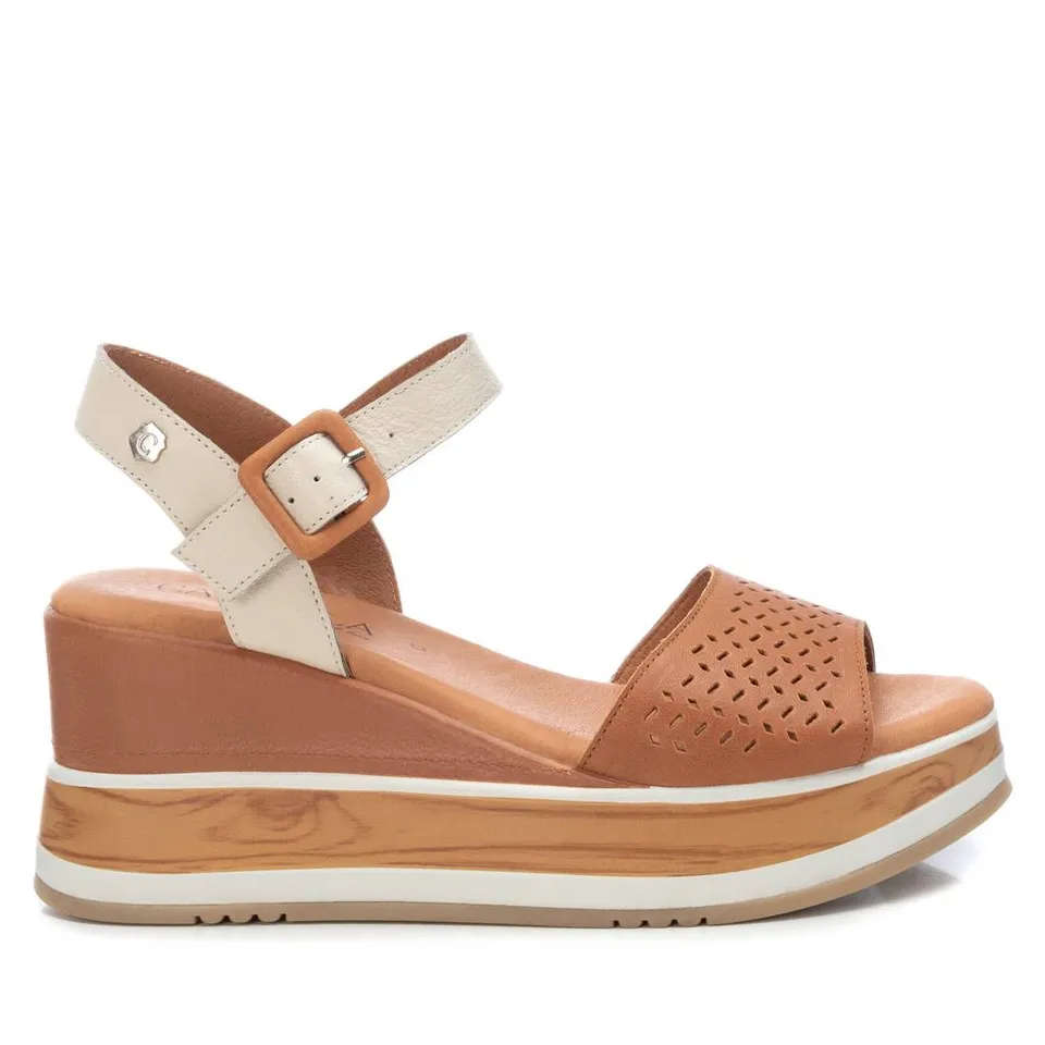Carmela 16053102 sandales cuir marron compensées 8 cm