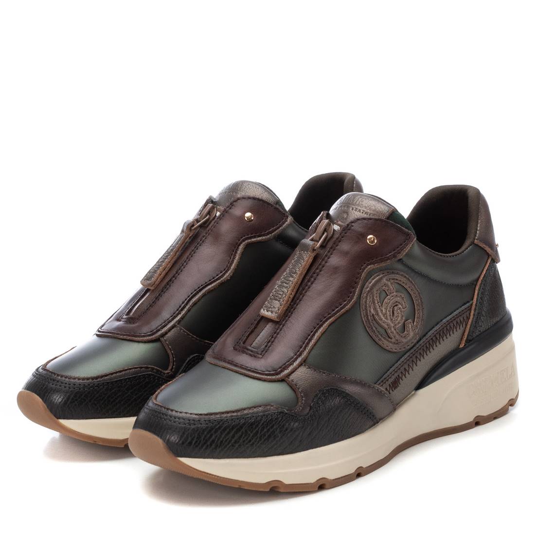 Carmela 16183007 basket verte cuir zip
