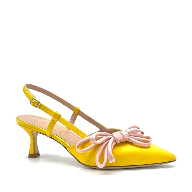 Elata 14151-1 slingback satin jaune talon 5,5 cm