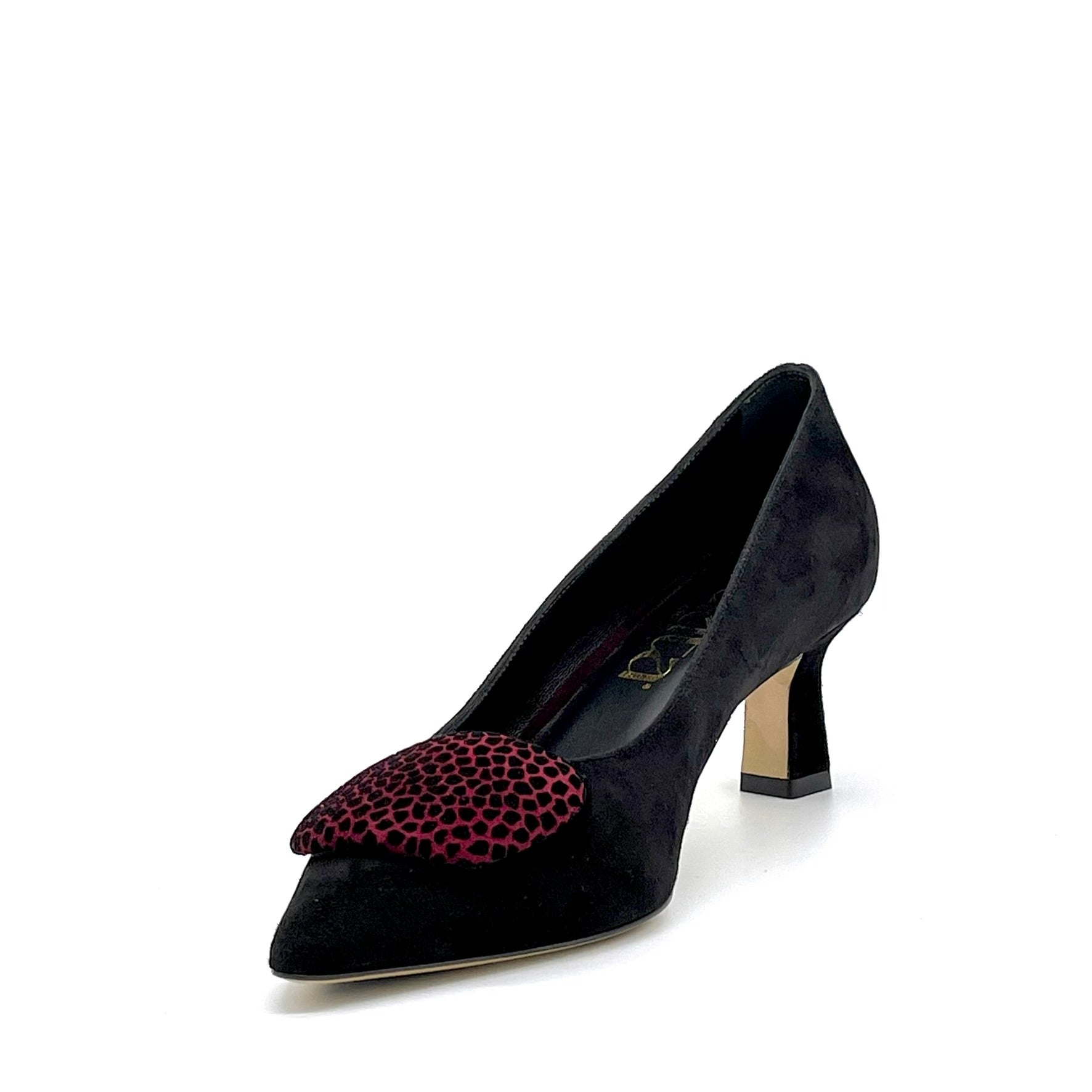 Elata 56508 escarpin daim noir bordeaux talon 5,5 cm