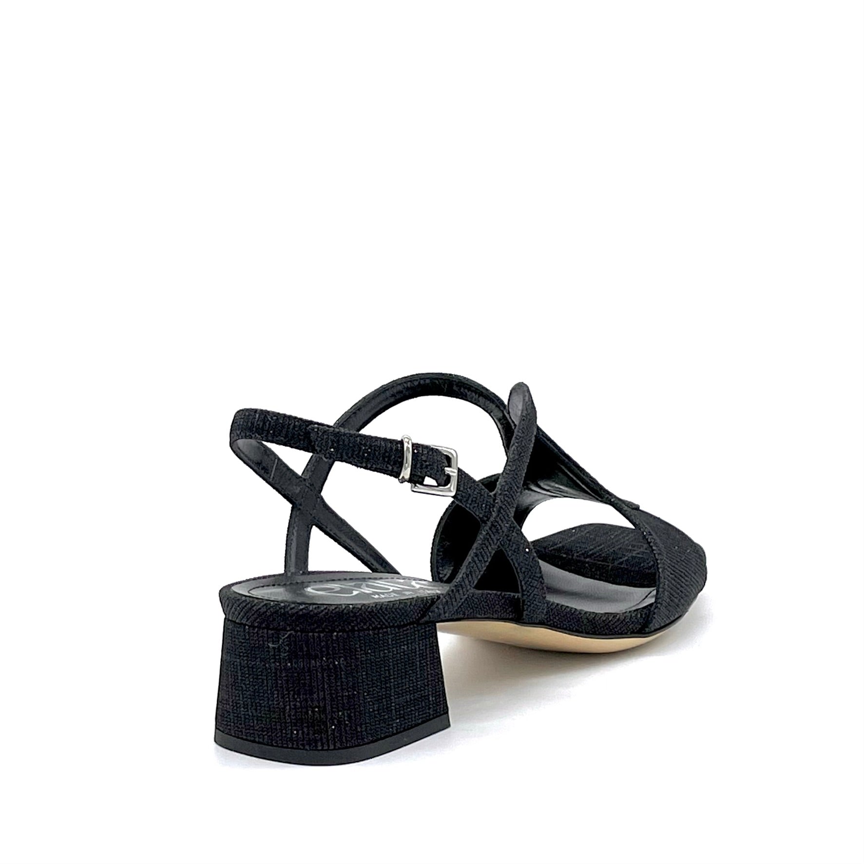 ELATA 14129-1 sandales laminé noir talon 3,5 cm cuir