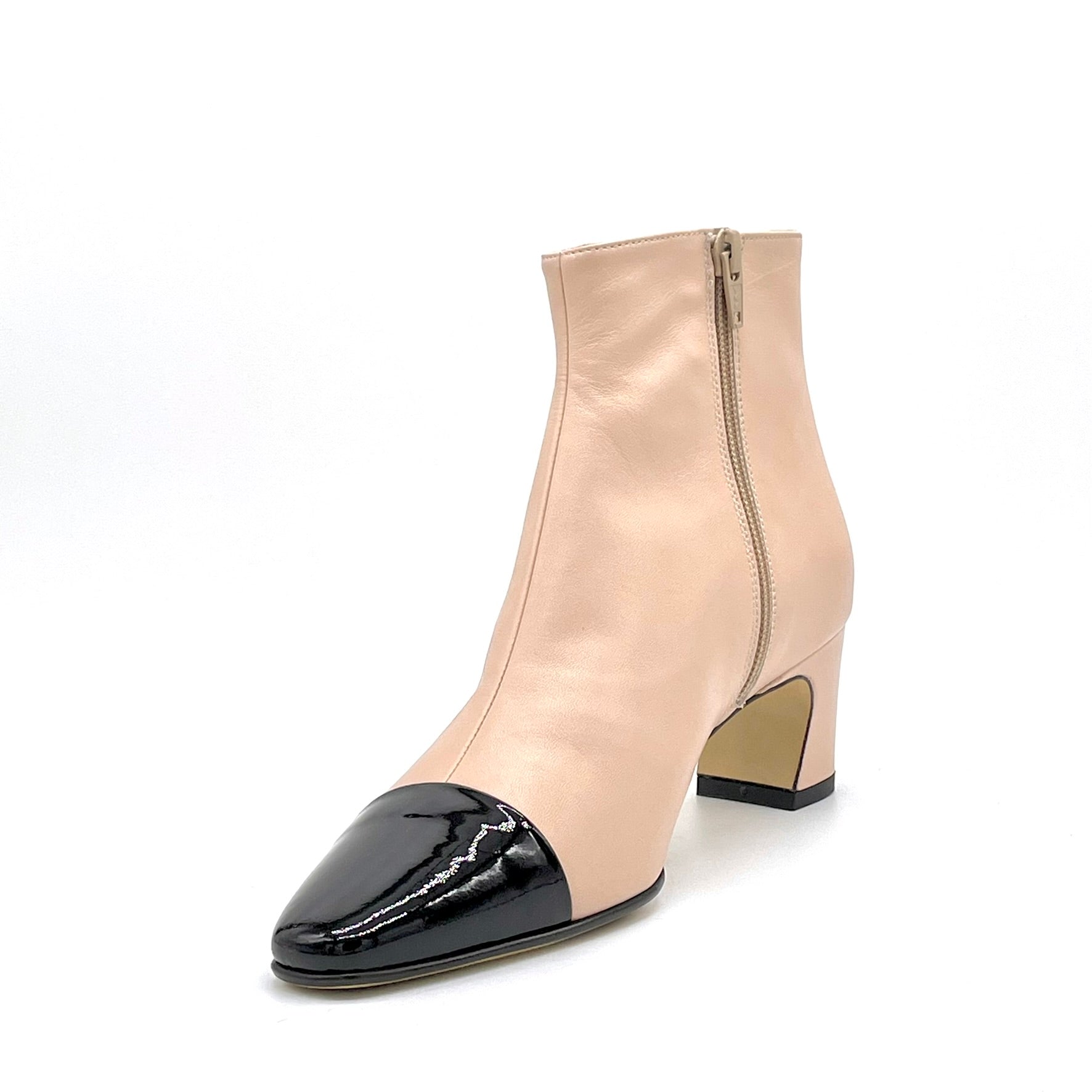 Elata 56539-1 bottine cuir nude verni noir talon 5,5 cm