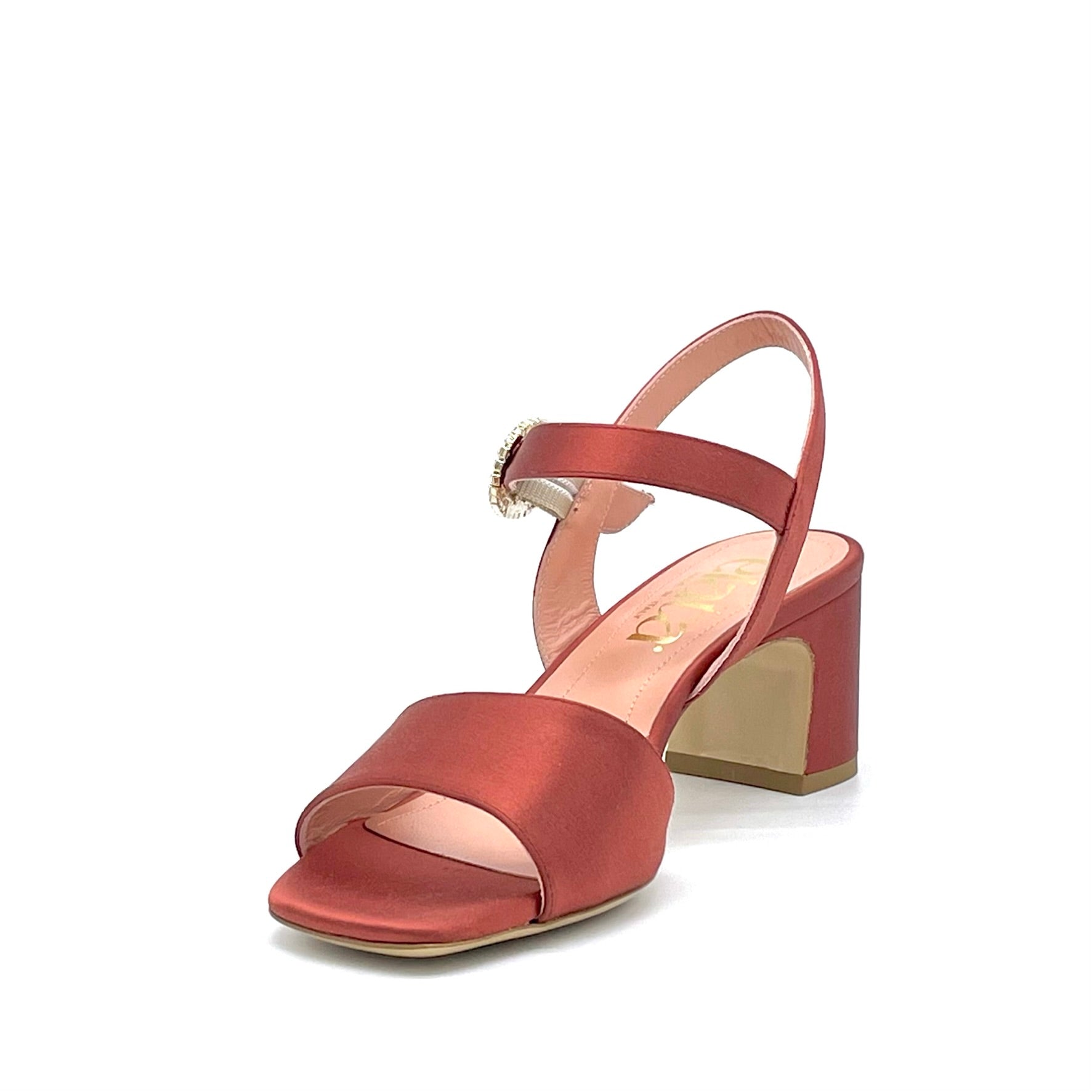 Elata 14125 sandales satin bronze boucle bijou