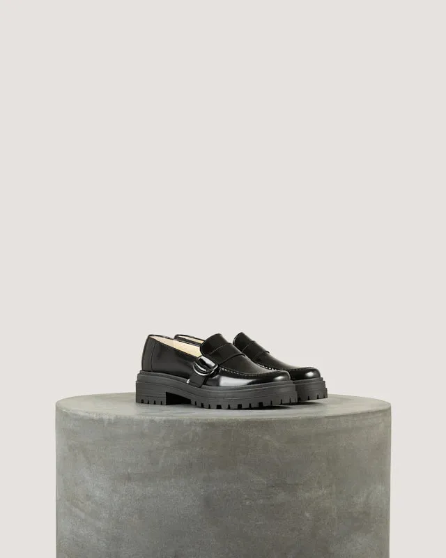 Tila March Margaux mocassin noir cuir semelle crantée