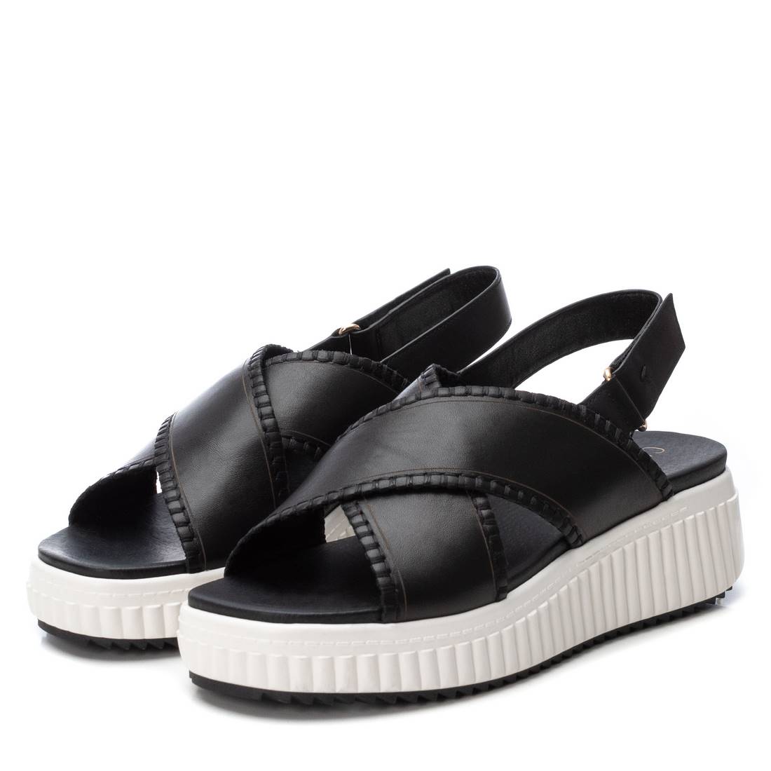 Carmela 16224403 sandales cuir noir plates velcro
