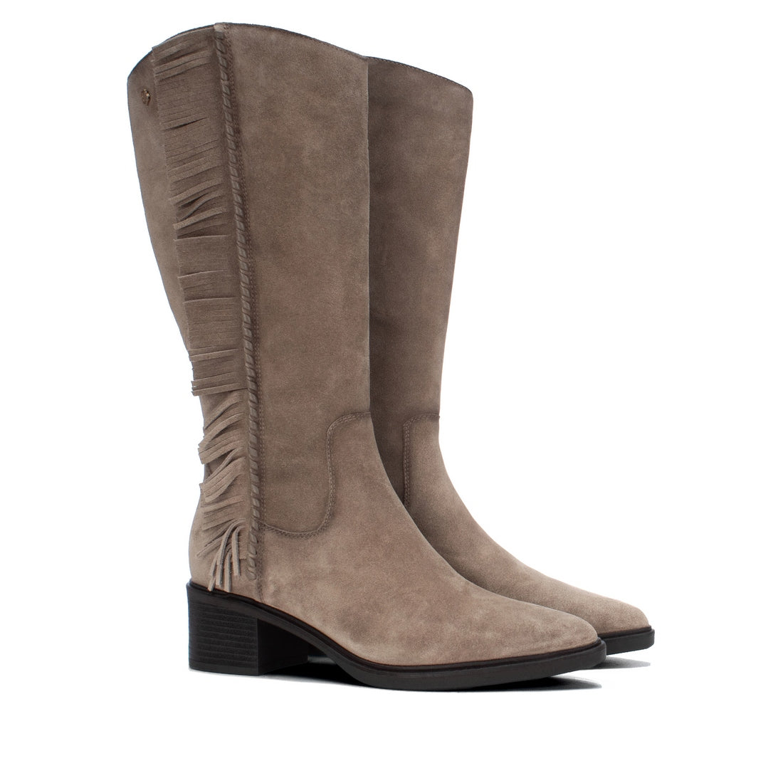 Carmela 16425303 botte taupe cuir franges petit talon