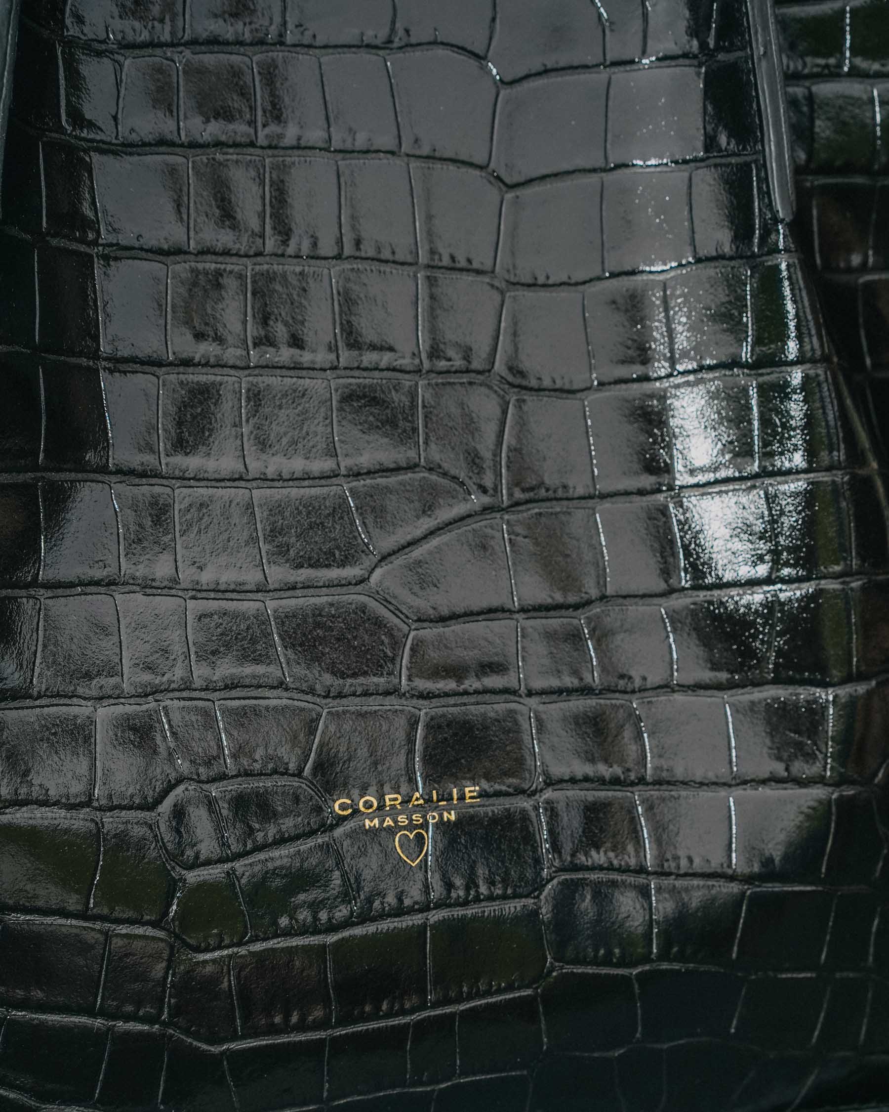 Coralie Masson Malcolm cabas cuir croco noir 43 cm