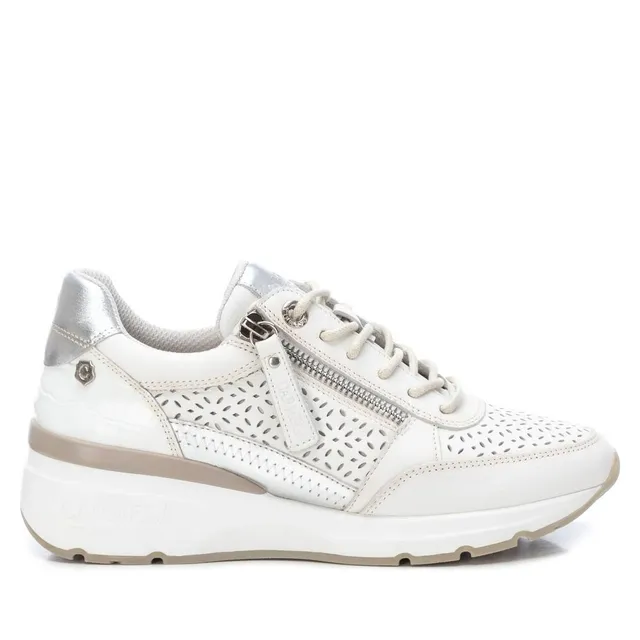 Carmela 16141702 sneakers blanches cuir ajouré zip