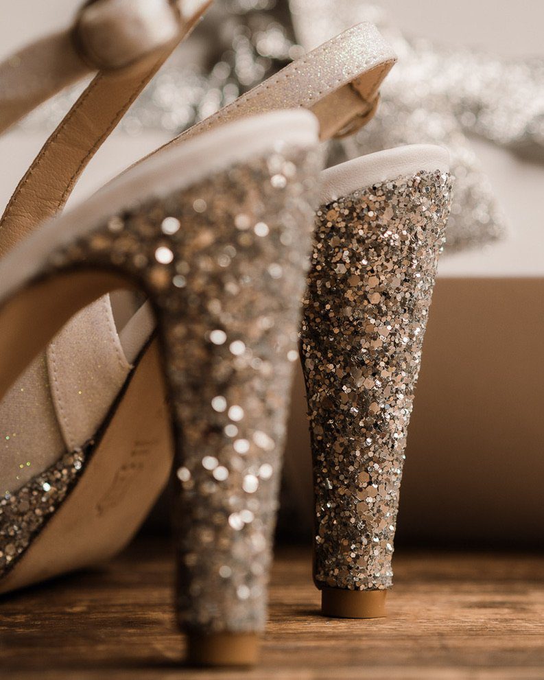Dessine Moi Un Soulier escarpin slingback paillettes blanc argent