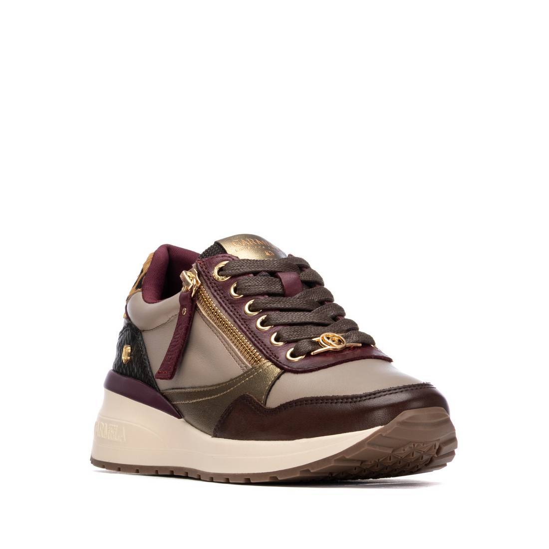 Carmela 16244206 basket bordeaux cuir zip plat