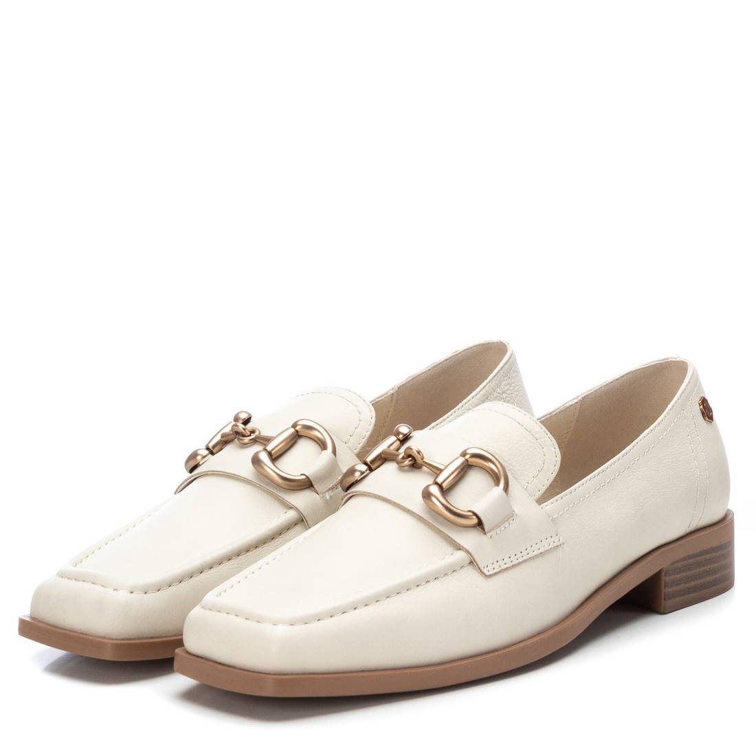 Carmela 16123403 mocassin cuir blanc bout carré
