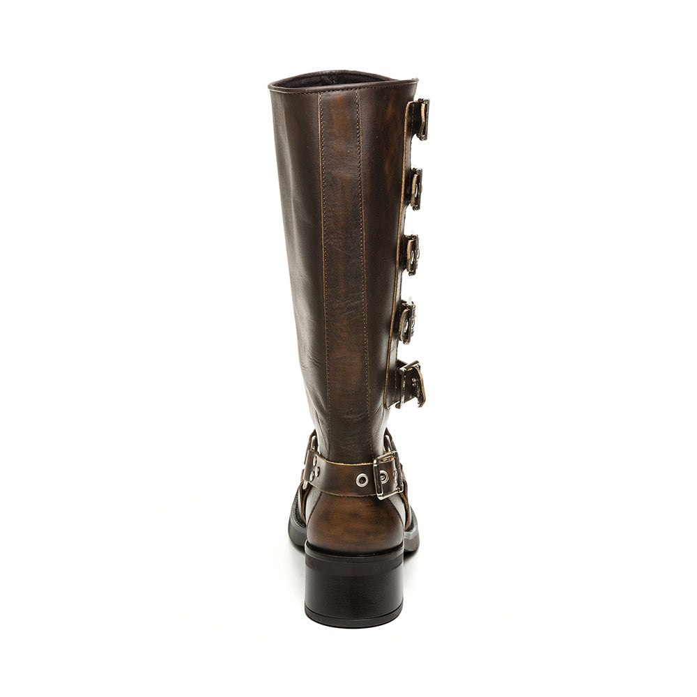 Steve Madden Battle bottes cuir marron talon 4 cm
