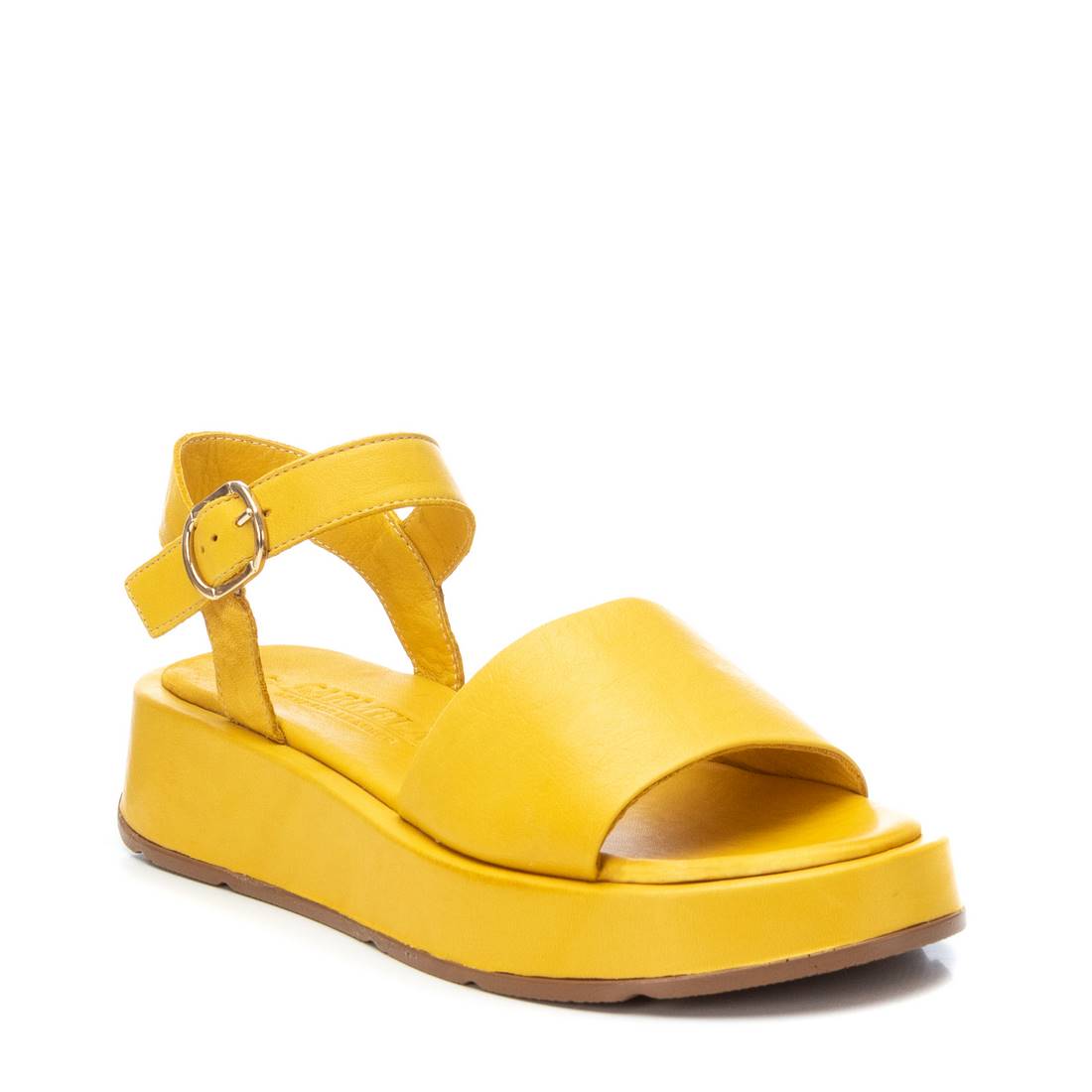 Carmela 16077503 sandales cuir jaune plateforme 4cm