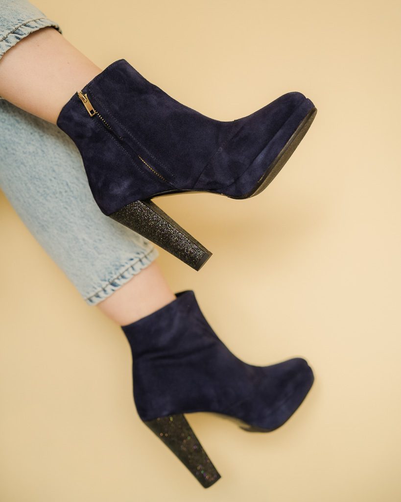Dessine Moi Un Soulier bottine plateforme velours marine starlight