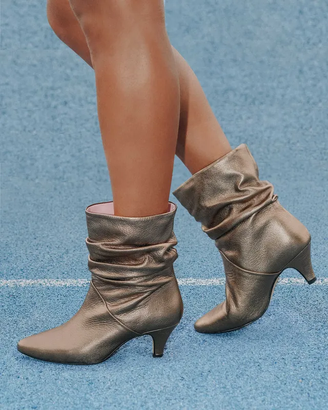 Coralie Masson City bottes cuir marron glacé métallisé