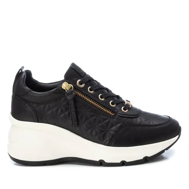 Carmela 16119901 sneakers cuir noir compensées zip