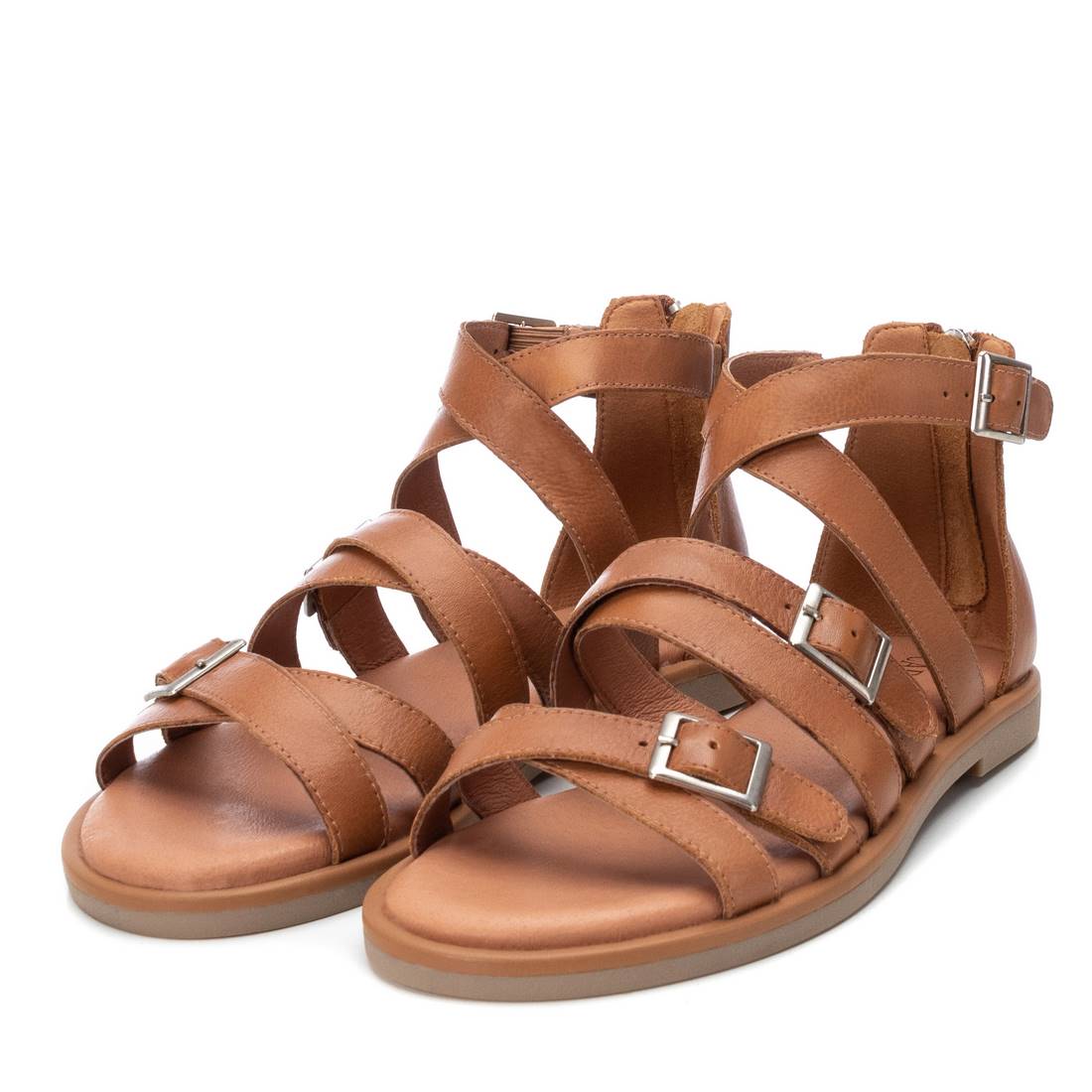 Carmela 16080902 sandale cuir marron plate