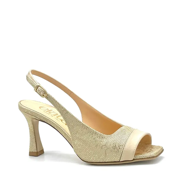 ELATA 16111 sandale satin or laminé 7,5 cm