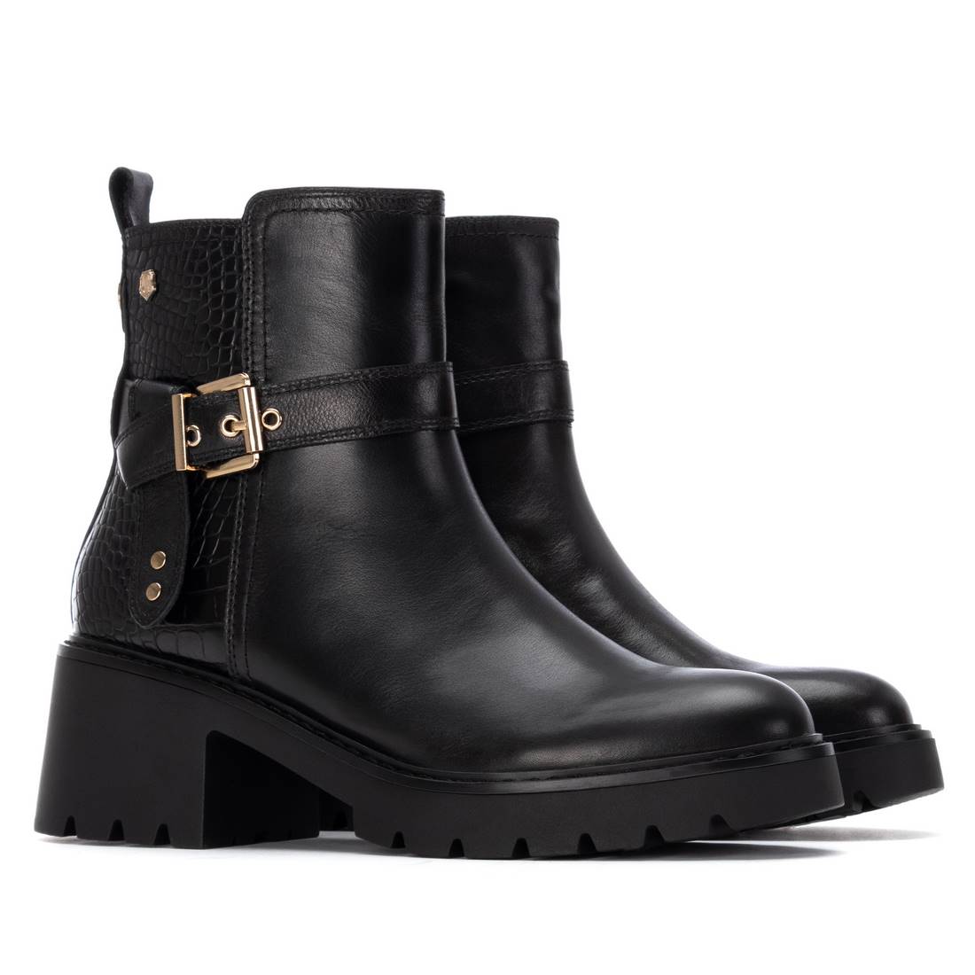 Carmela 16256502 bottines cuir noir croco