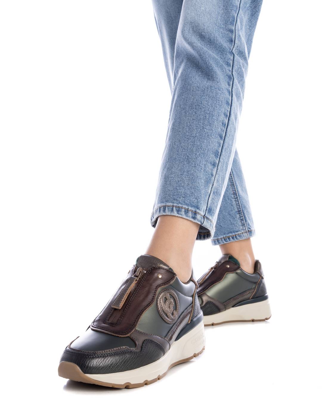 Carmela 16183007 basket verte cuir zip
