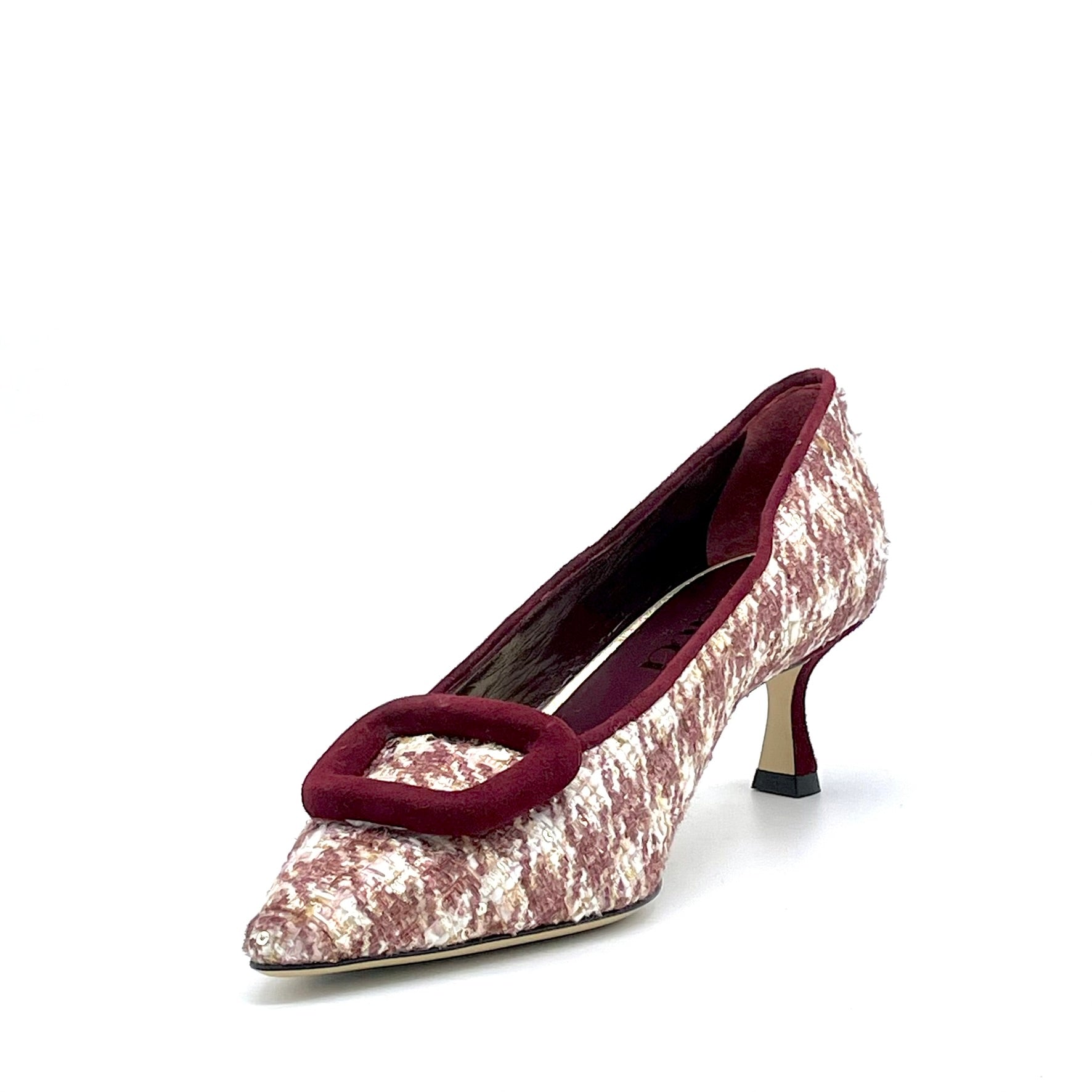 Elata 55506 escarpins tweed bordeaux boucle daim