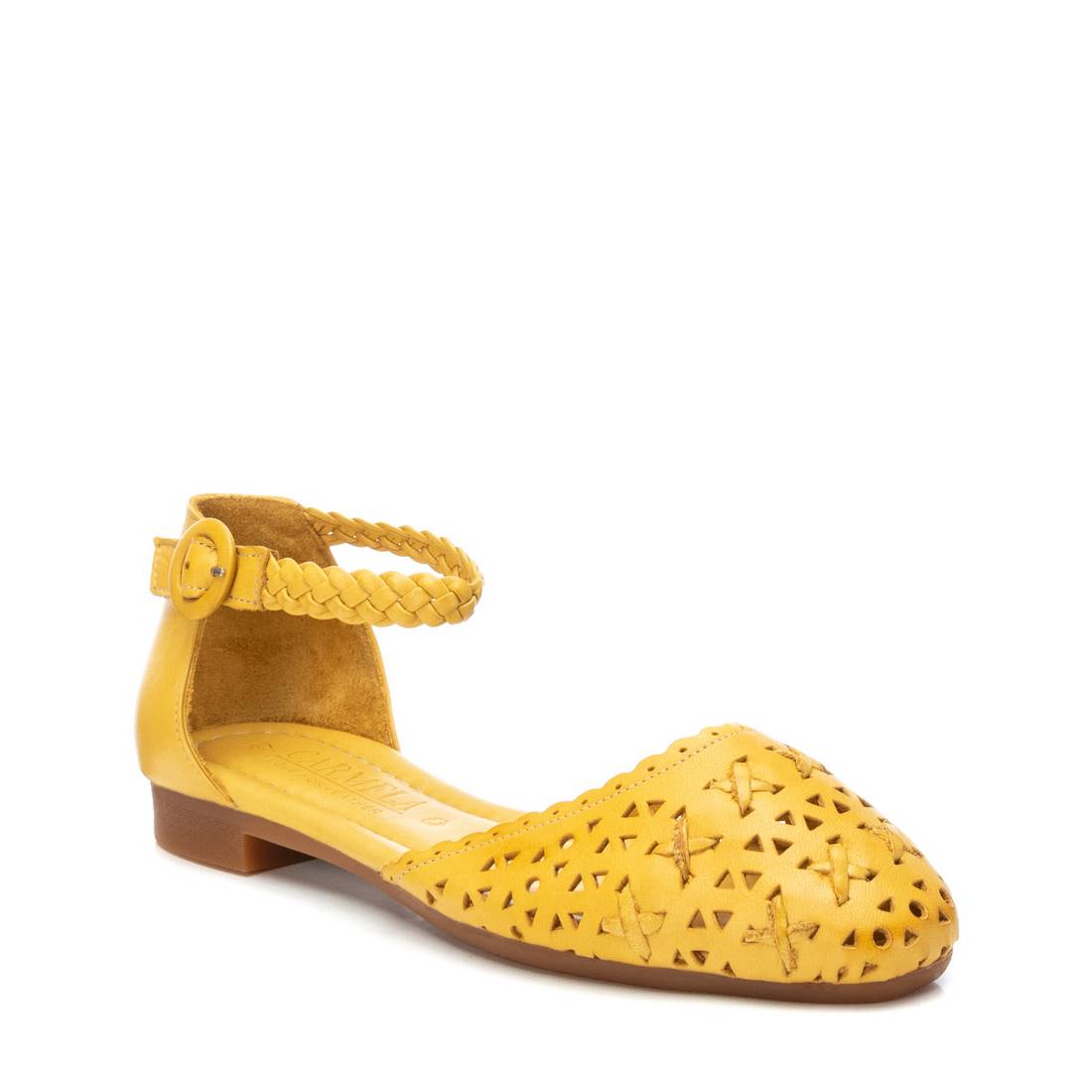 Carmela 16067104 ballerine cuir jaune bride cheville