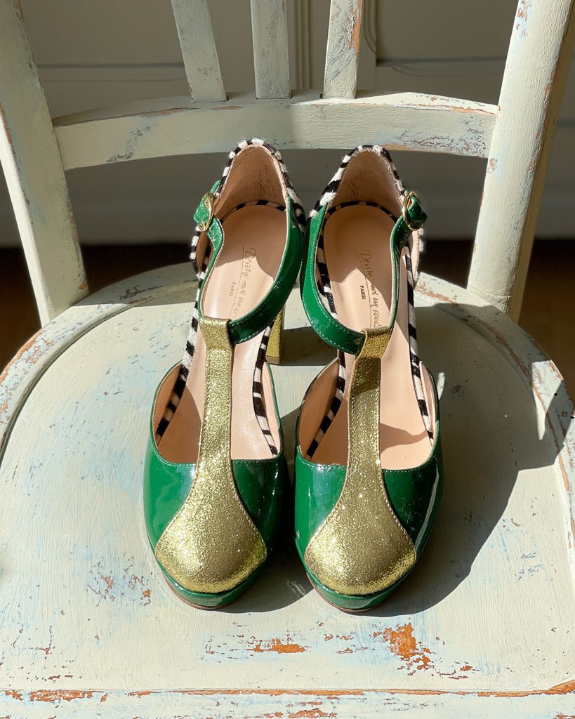 Dessine Moi Un Soulier salomé plateforme zèbre vert 39