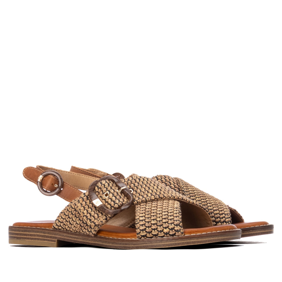 Carmela 16316003 sandales femme camel rafia plates