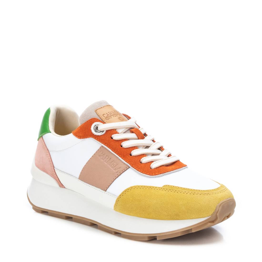 Carmela 16056005 baskets femme jaune cuir lacets