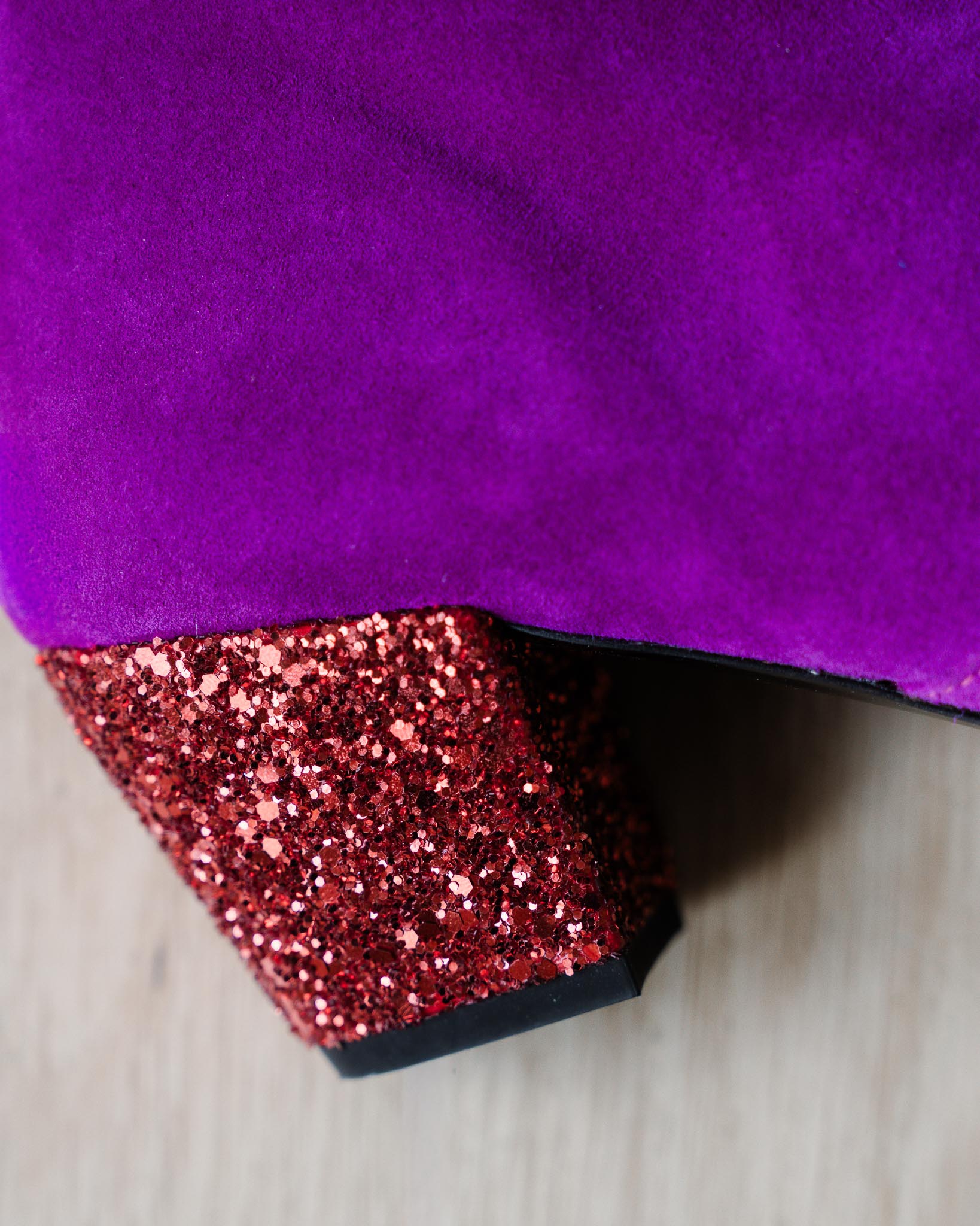 Dessine Moi Un Soulier bottine velours rose vif glitter rouge 38