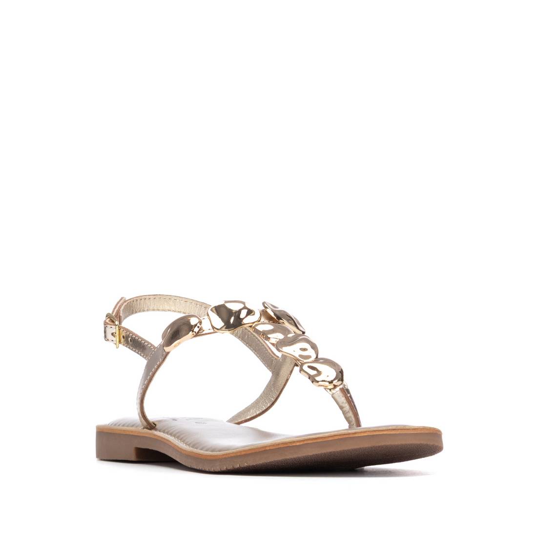 Carmela 16329305 sandale plate femme cuir doré