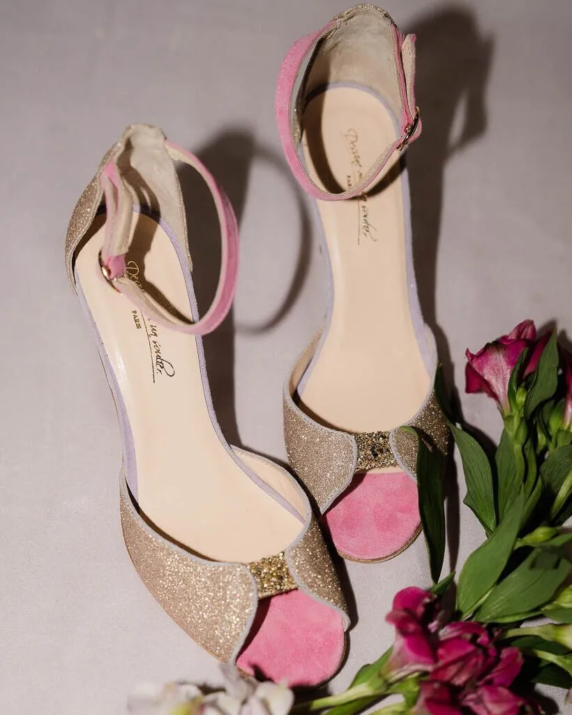 Dessine Moi Un Soulier Charlotte High sandales paillettes or talon haut