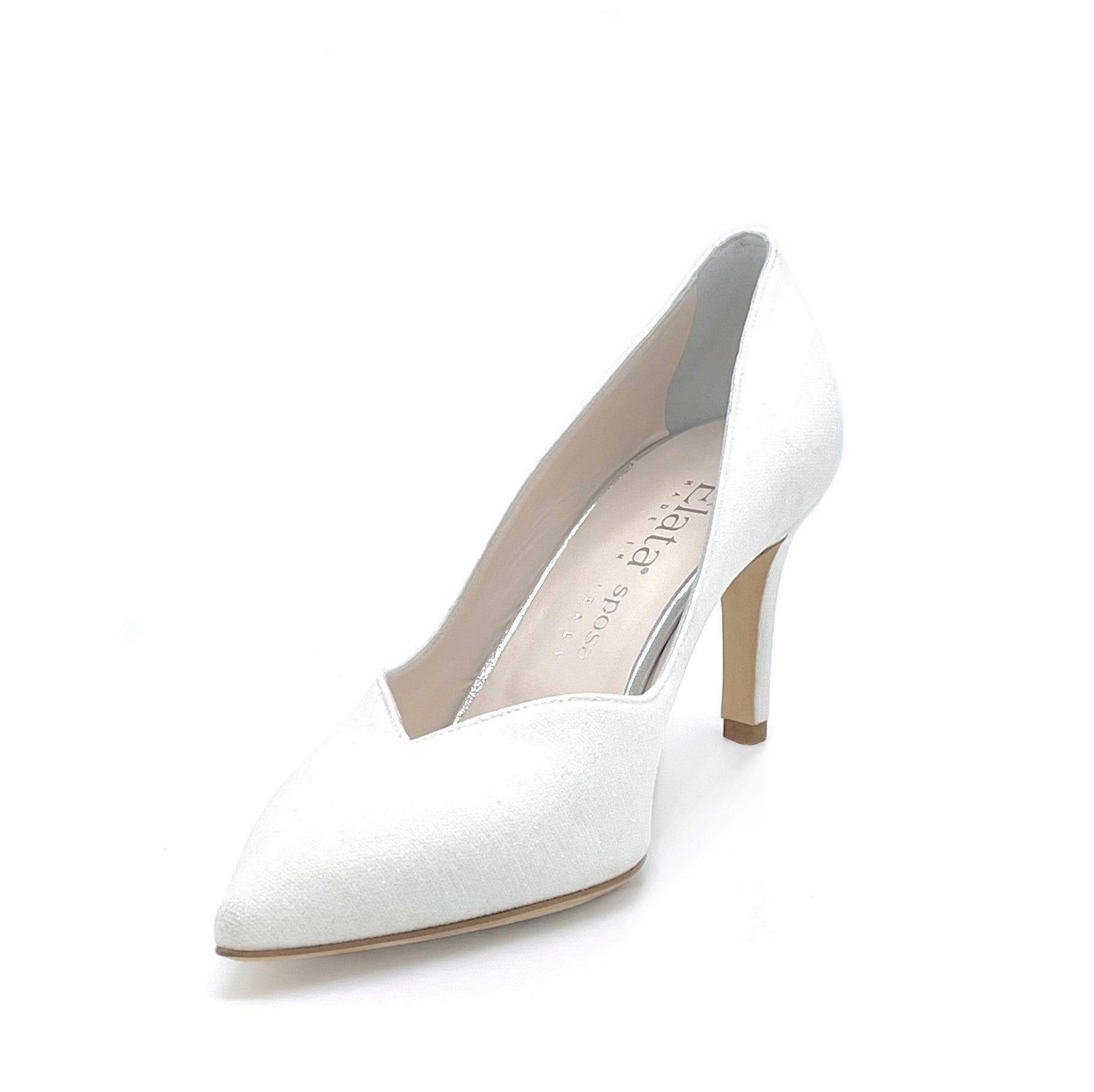 ELATA S2003 escarpin laminé blanc talon 7,5 cm