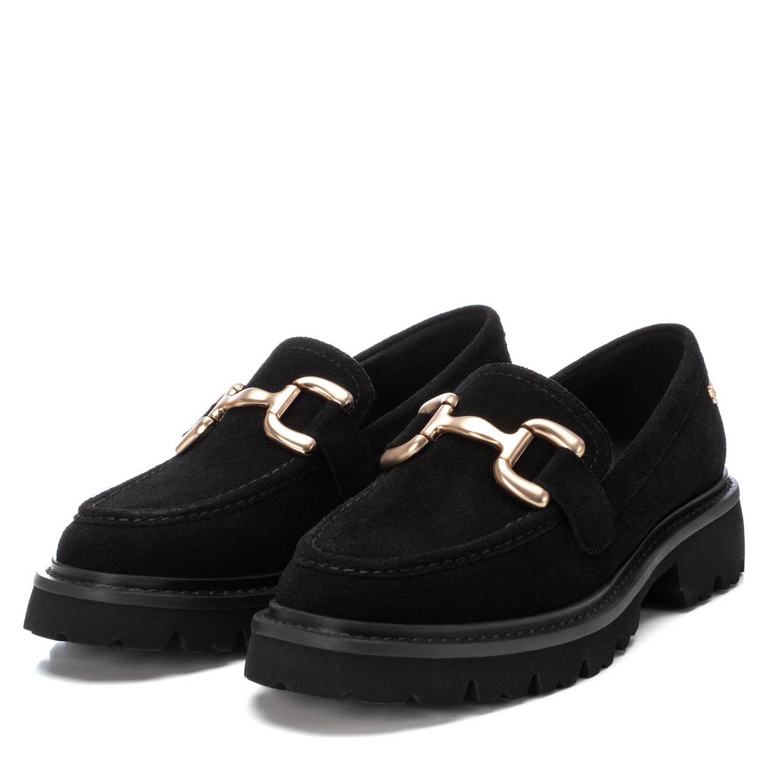 Carmela 16195201 mocassin femme noir serraje chaîne