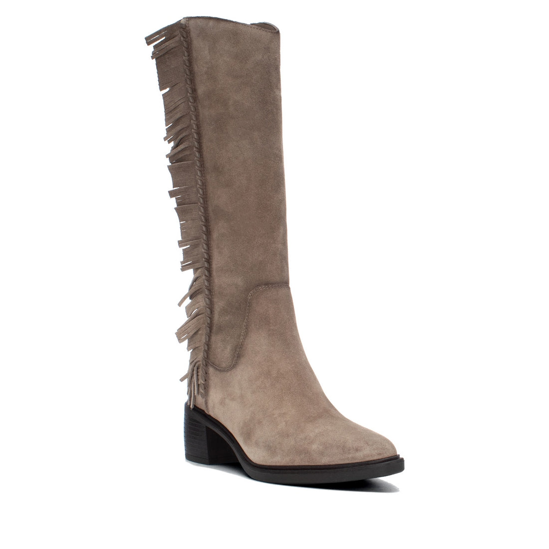 Carmela 16425303 botte taupe cuir franges petit talon