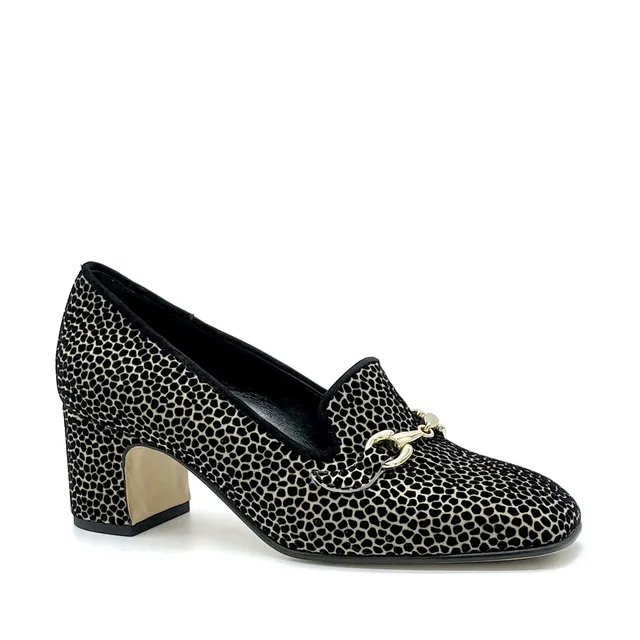 Elata 53527 mocassins beige noir mors doré 5,5 cm
