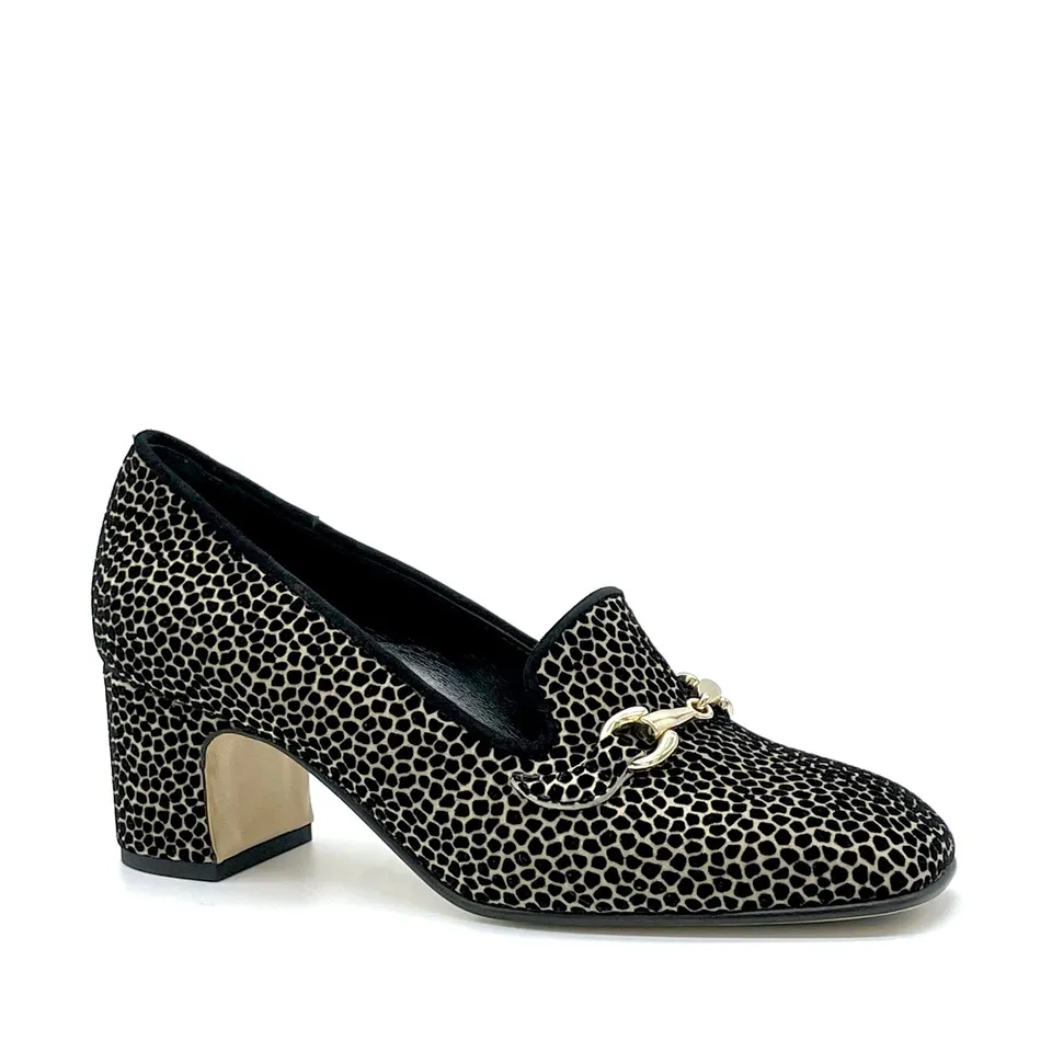 Elata 53527 mocassins beige noir mors doré 5,5 cm