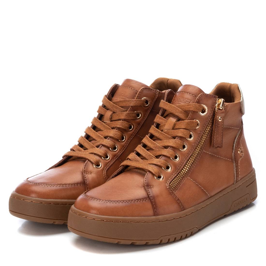 Carmela 16107601 baskets montantes femme marron cuir zip