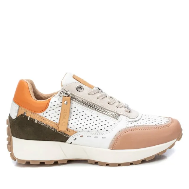 Carmela 16069804 baskets femme vert cuir semelle dentée