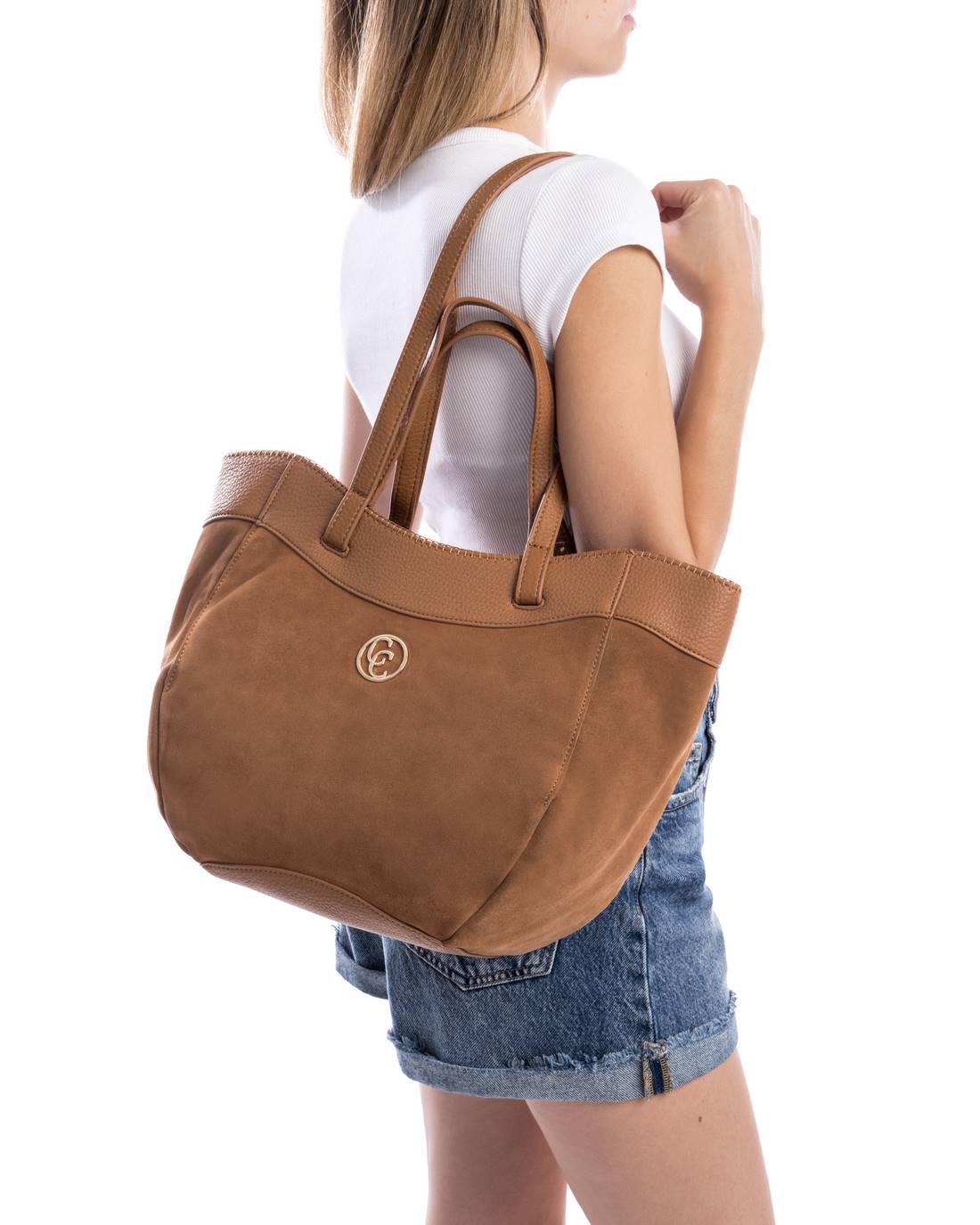 Carmela 18614501 sac cuir camel 24x38x16 cm
