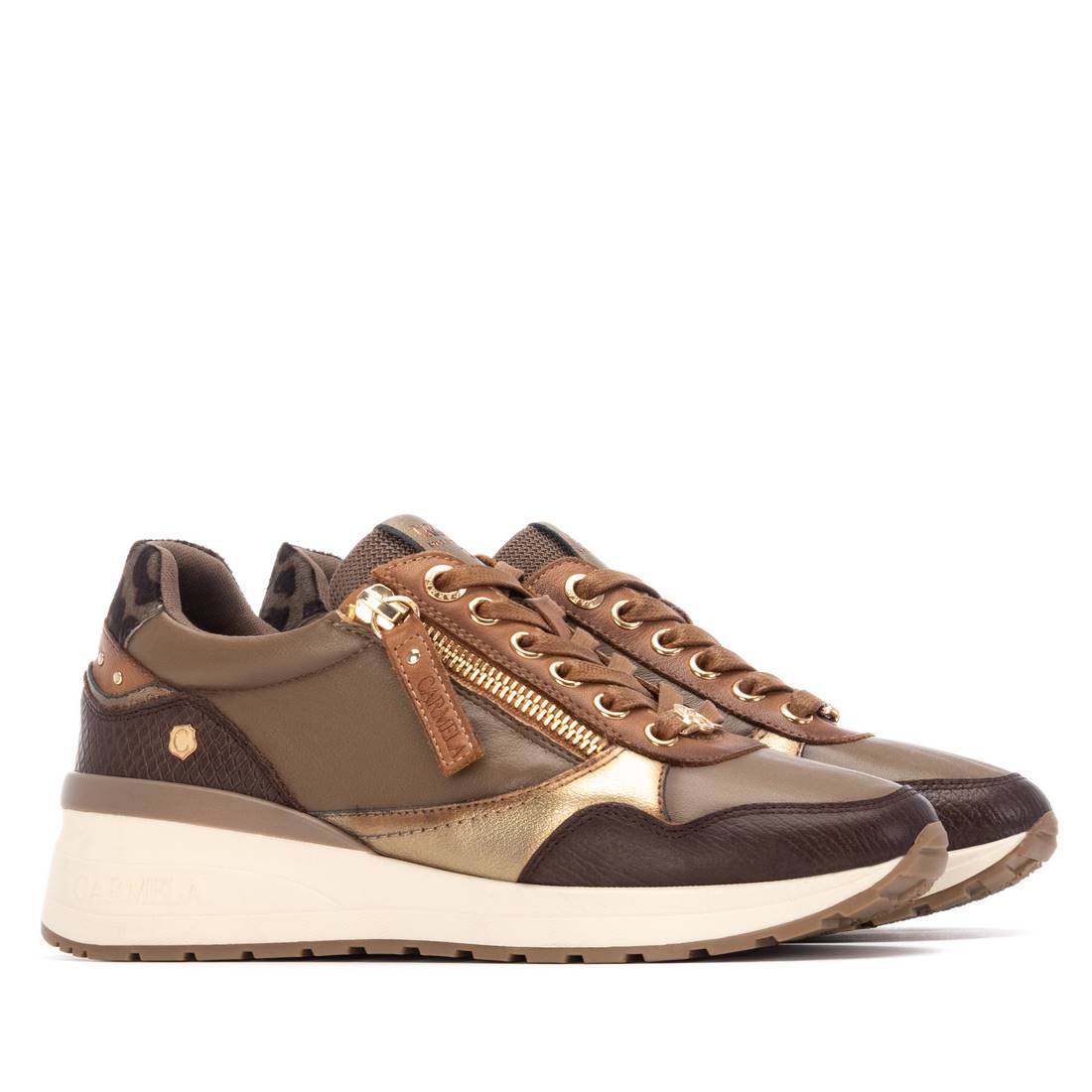 Carmela 16244208 basket cuir marron zip lacets