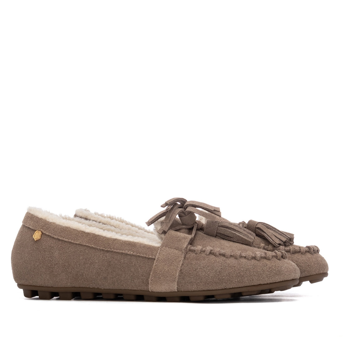 Carmela 16428902 mocassins suède taupe fourrés