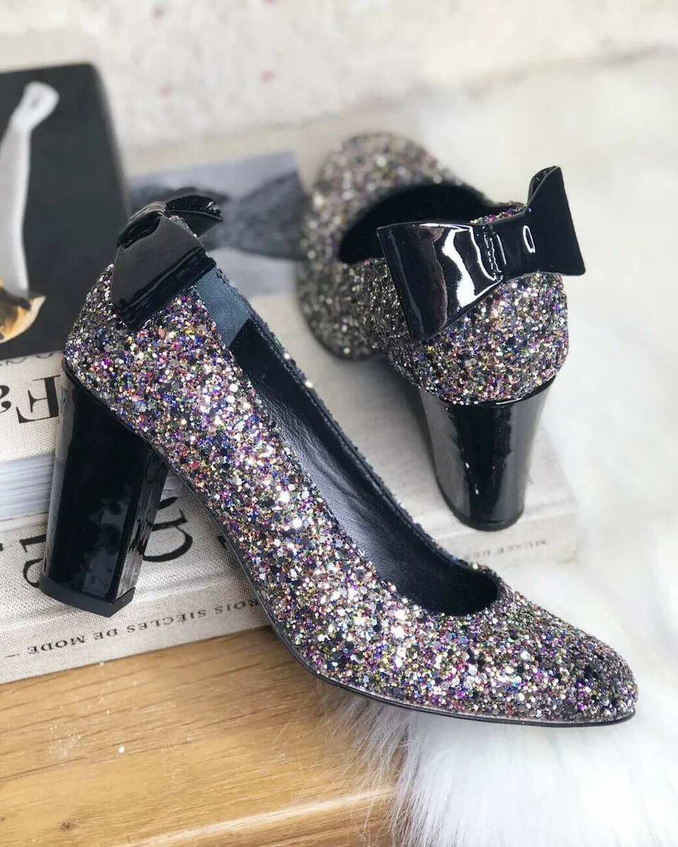 Dessine Moi Un Soulier escarpin glitter multicolore vernis noir