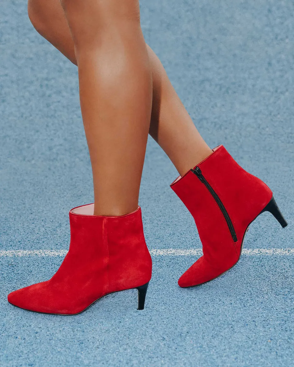 Coralie Masson Monica bottines cuir rouge talon 5 cm