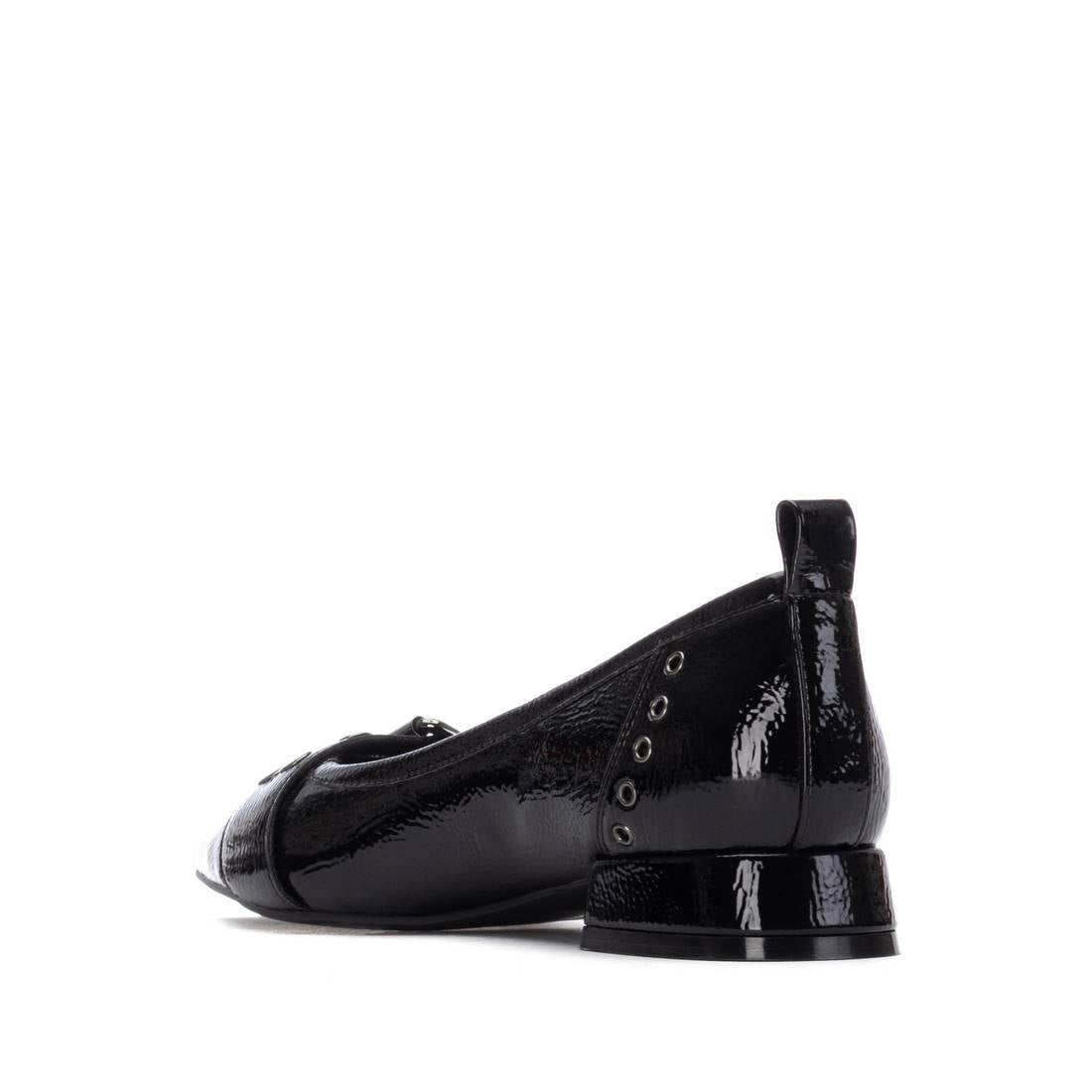 Carmela 16270901 ballerine femme vernie noire boucle talon bas